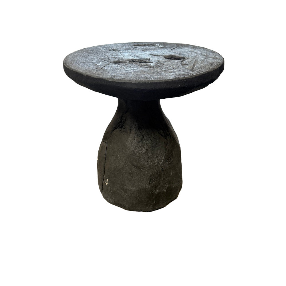 Indonesian Charred Wood Side Table - Berbere Imports