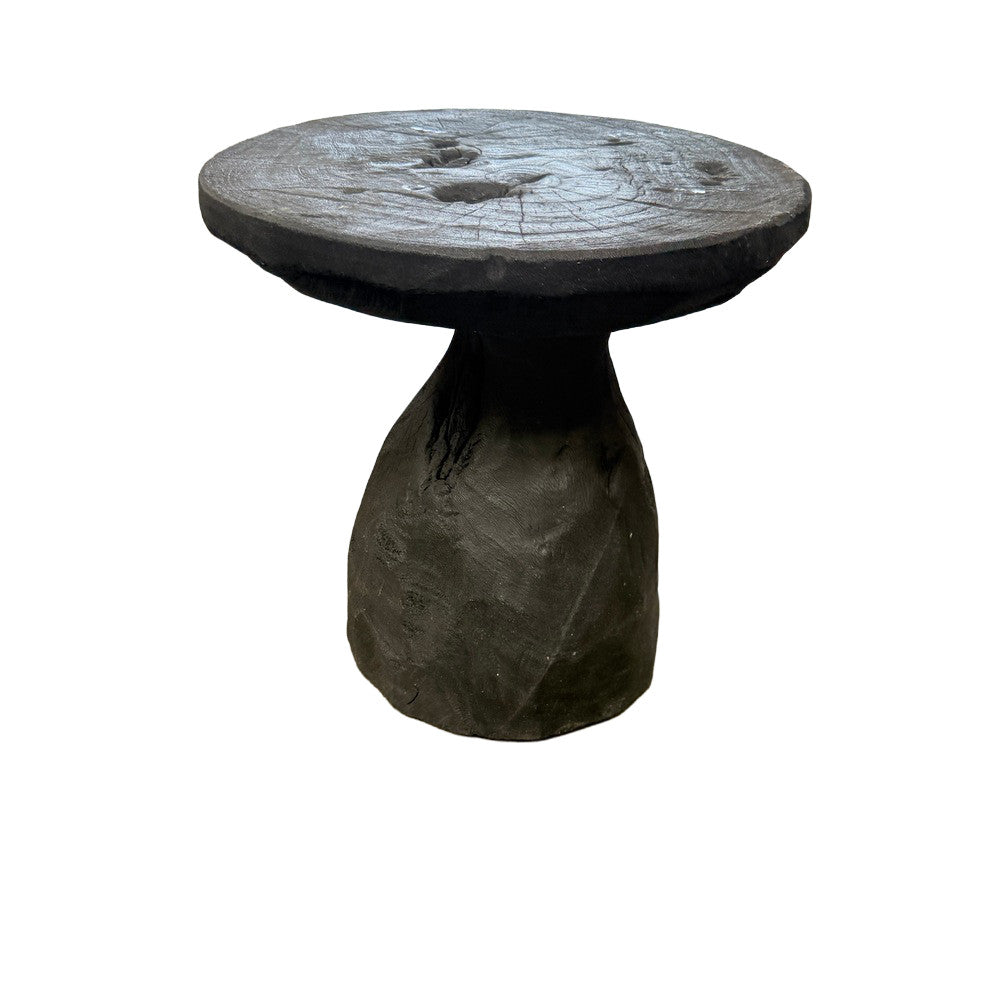 Indonesian Charred Wood Side Table - Berbere Imports