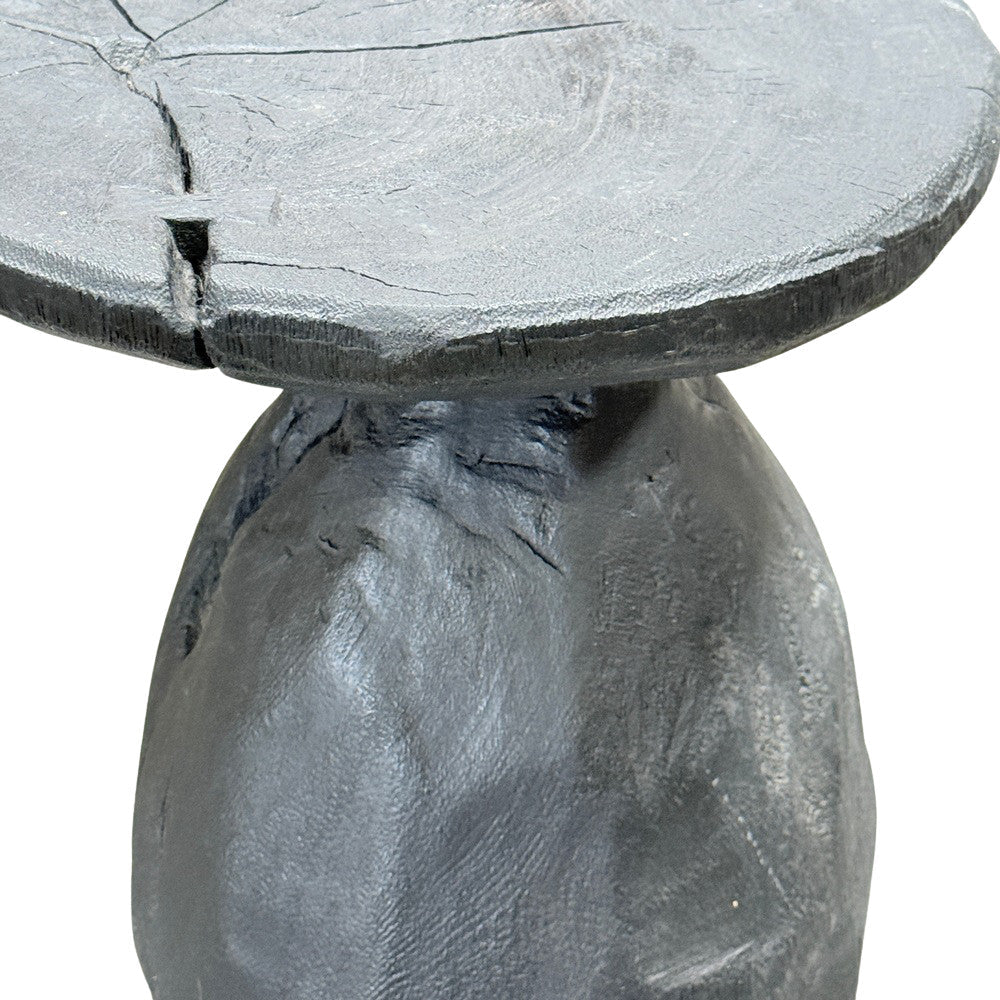 Indonesian Charred Wood Side Table - Berbere Imports
