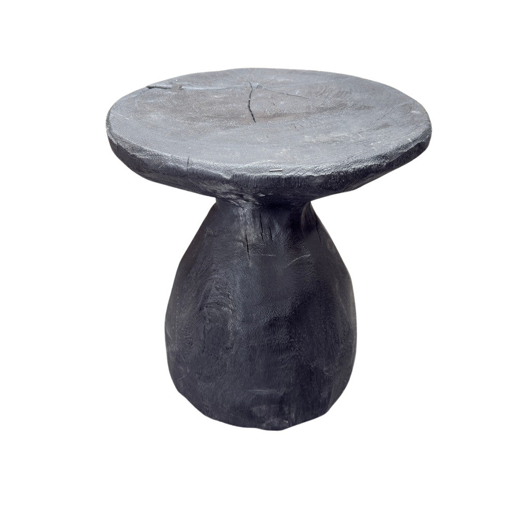 Indonesian Charred Wood Side Table - Berbere Imports