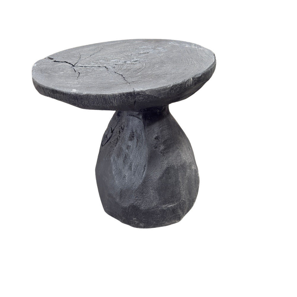 Indonesian Charred Wood Side Table - Berbere Imports