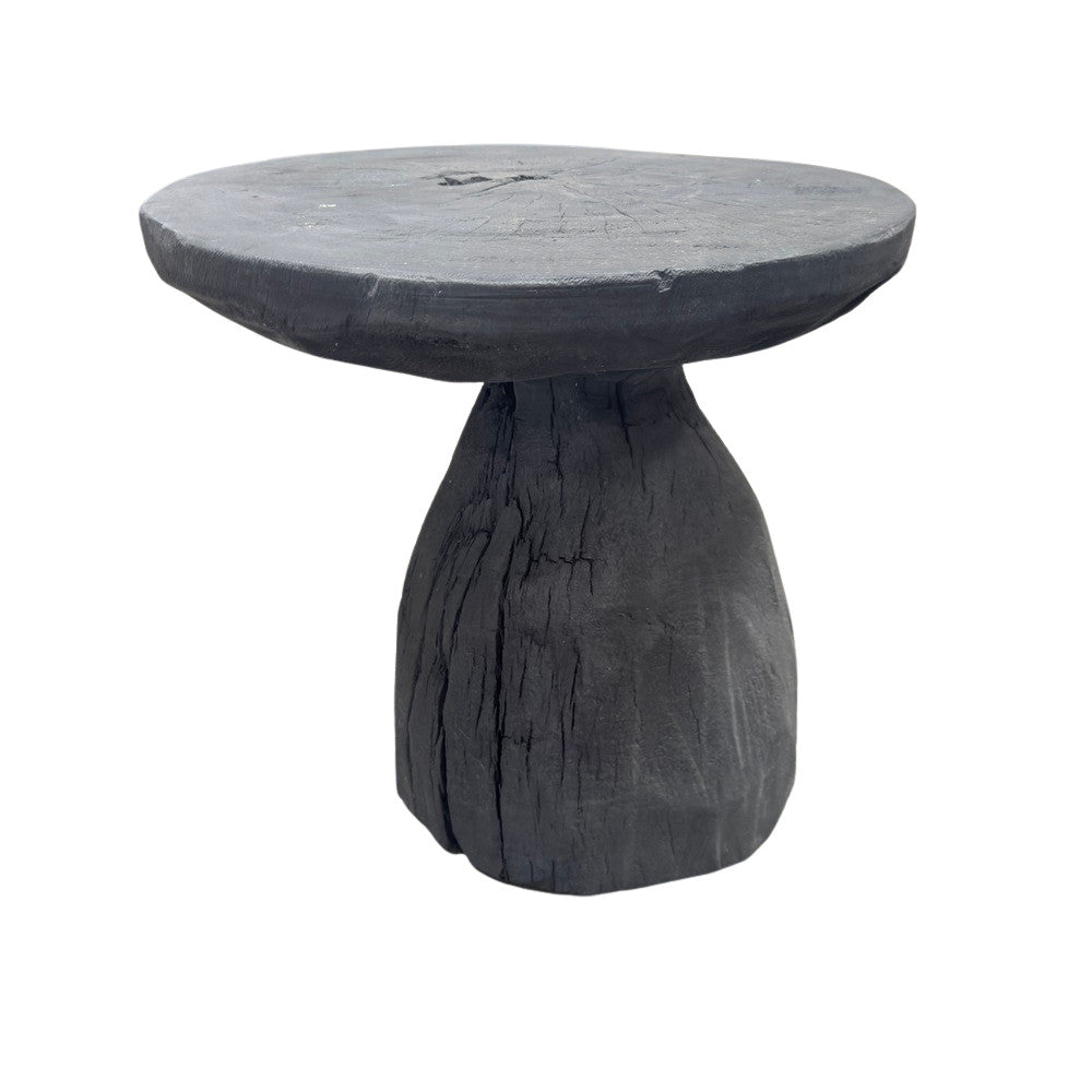 Indonesian Charred Wood Side Table - Berbere Imports