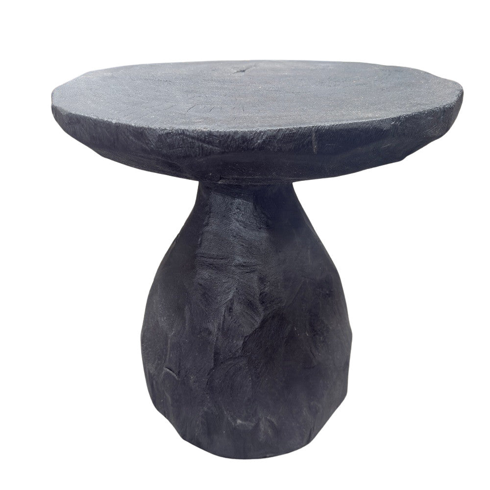 Indonesian Charred Wood Side Table - Berbere Imports
