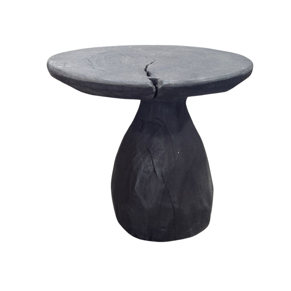 Indonesian Charred Wood Side Table - Berbere Imports