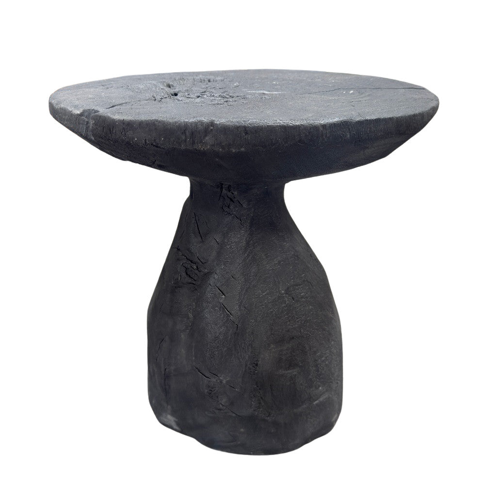 Indonesian Charred Wood Side Table - Berbere Imports