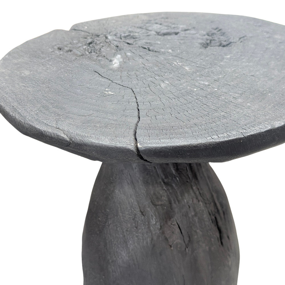 Indonesian Charred Wood Side Table - Berbere Imports