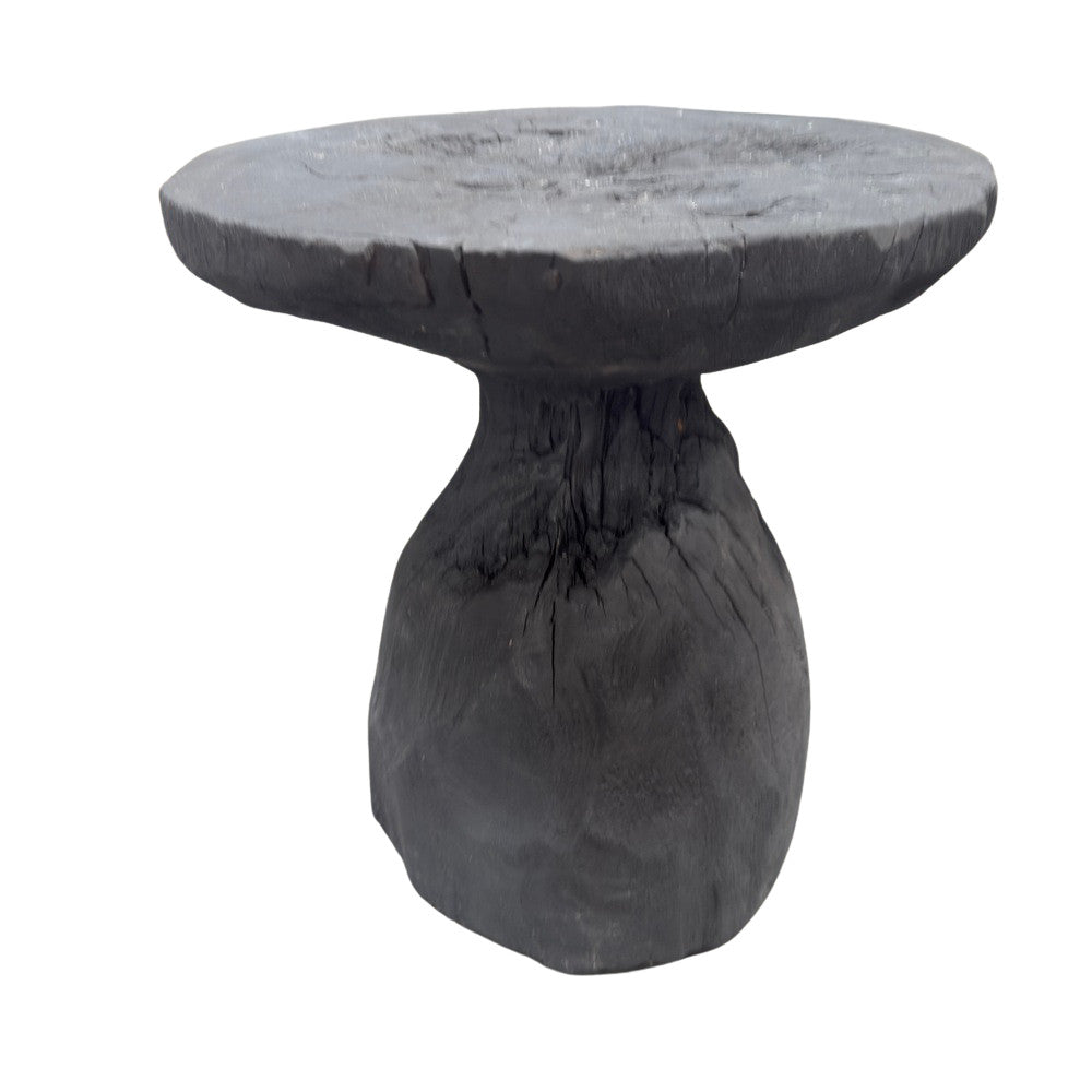 Indonesian Charred Wood Side Table - Berbere Imports