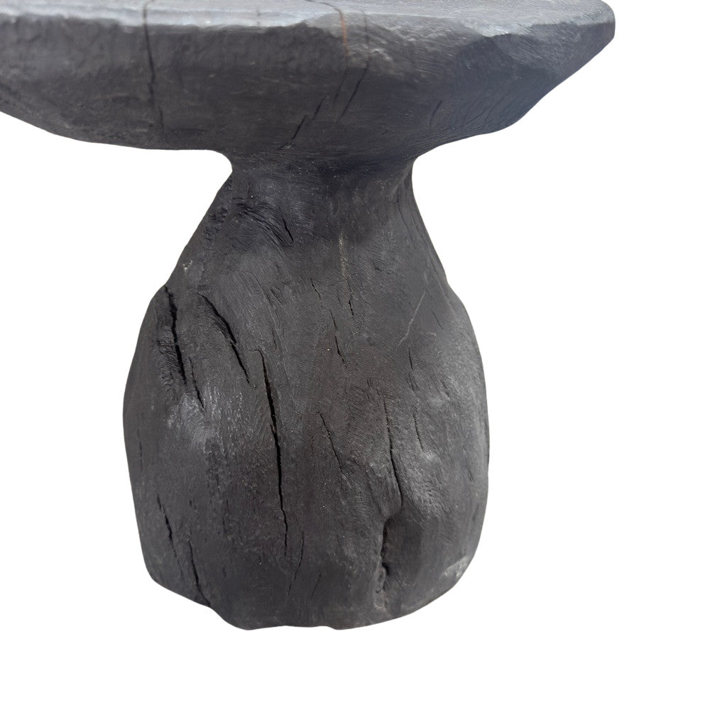 Indonesian Charred Wood Side Table - Berbere Imports