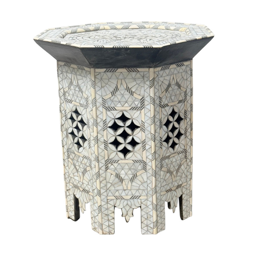 Bone And Mother Of Pearl Side Table - Berbere Imports