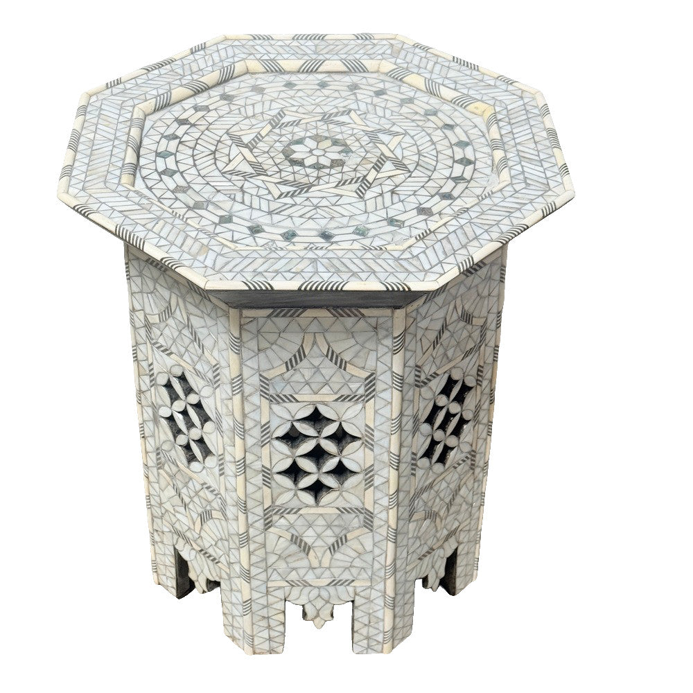Bone And Mother Of Pearl Side Table - Berbere Imports