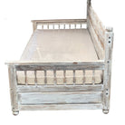 Indian Wooden Mousharabi Bench - Whitewashed - Berbere Imports