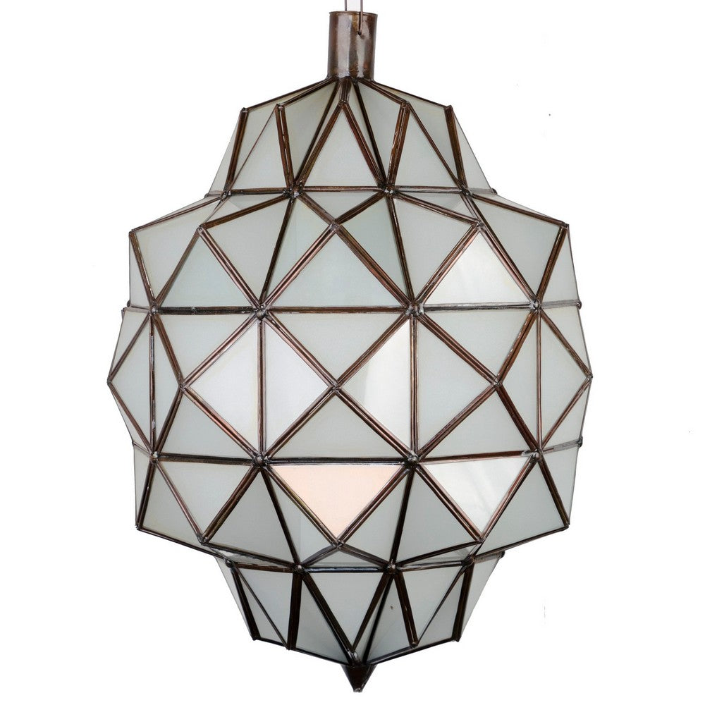 Moroccan Geometric Light W/ Frosted Glass - Berbere Imports