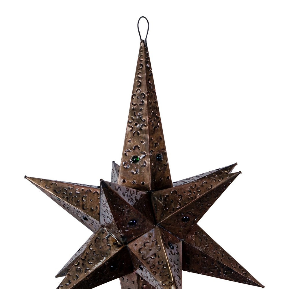 Mexican Handmade Large Tin Star Pendant Light - Berbere Imports