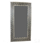 Moroccan Black & White Bone Inlay Mirror - Geo Pattern - Berbere Imports