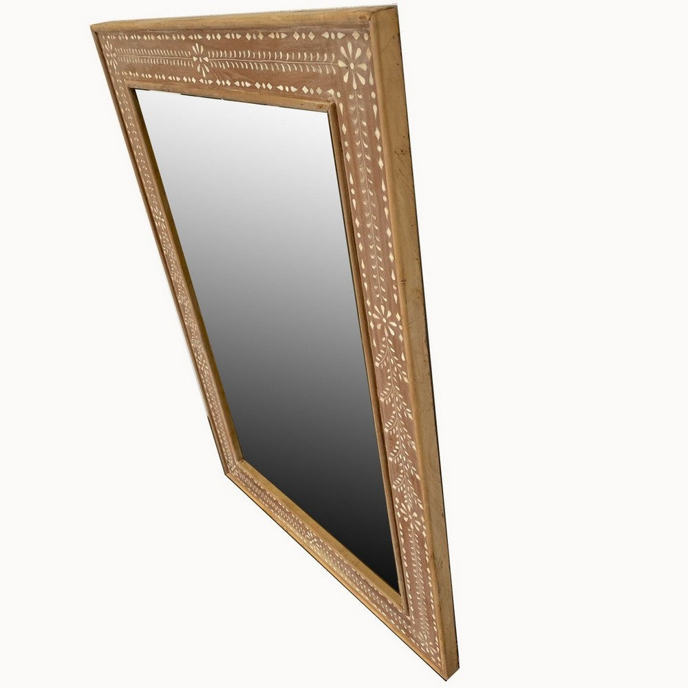 Indian Teak Bone Inlay Mirror - Berbere Imports