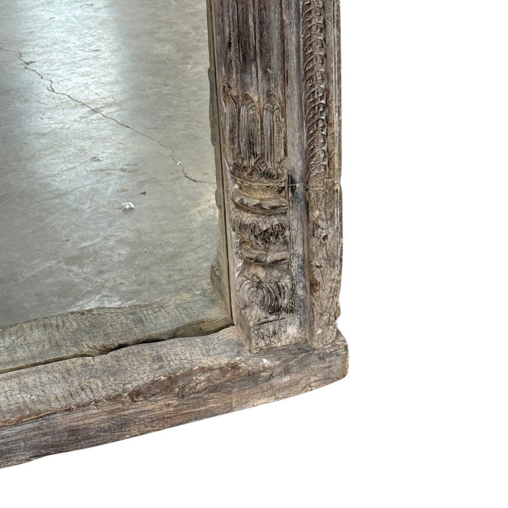 Antique Indian Carved Wooden Mirror - Berbere Imports