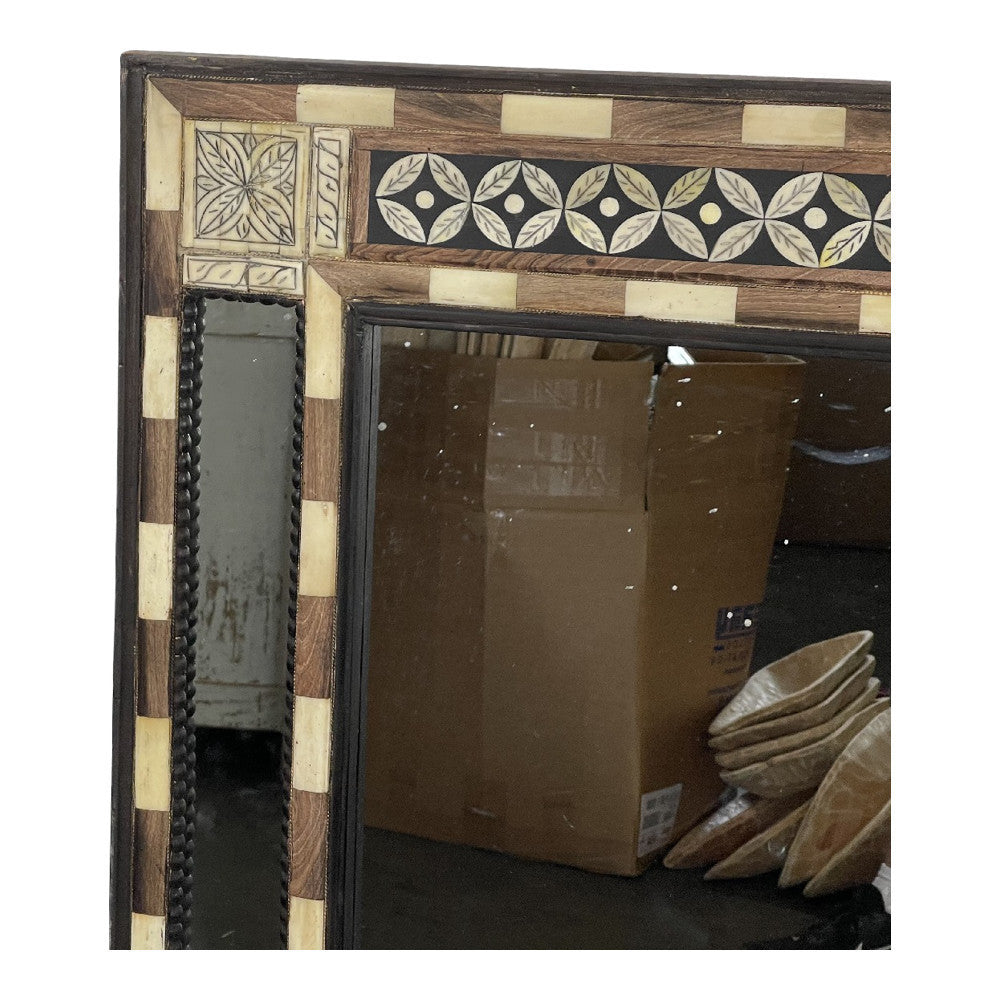 Moroccan Wooden Mirror With Bone Inlay - Berbere Imports