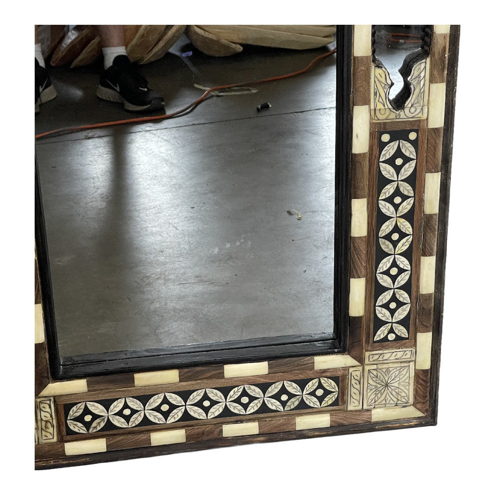 Moroccan Wooden Mirror With Bone Inlay - Berbere Imports