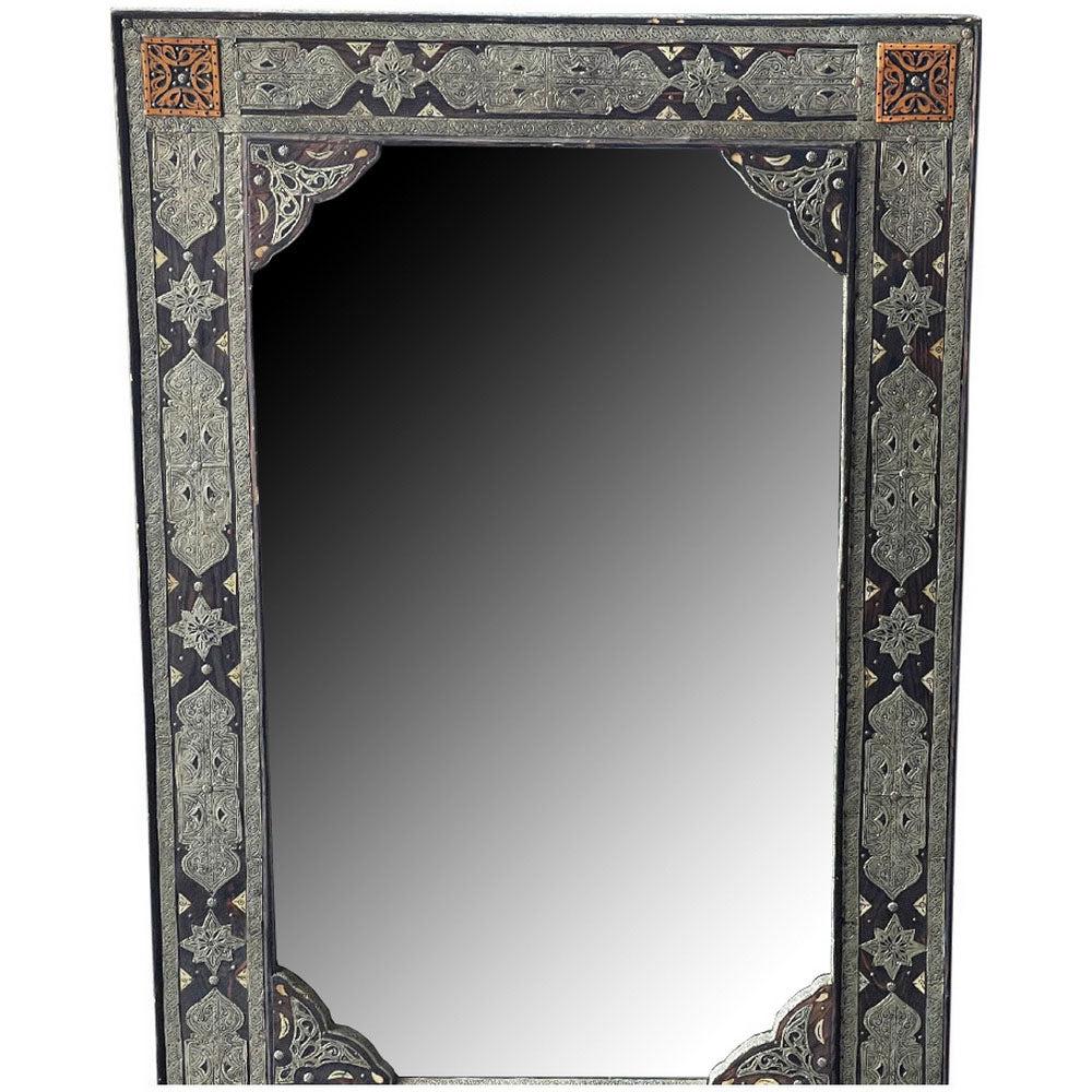 Moroccan Mirror With Silver And Bone Decor - Berbere Imports