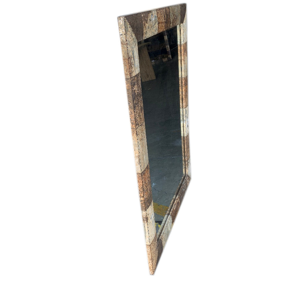 Vintage Patchwork Metal-Covered Wood Mirror - Berbere Imports