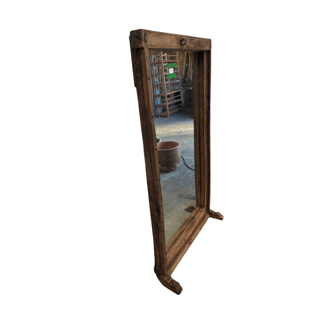 Vintage Carved Wooden Mirror - Berbere Imports