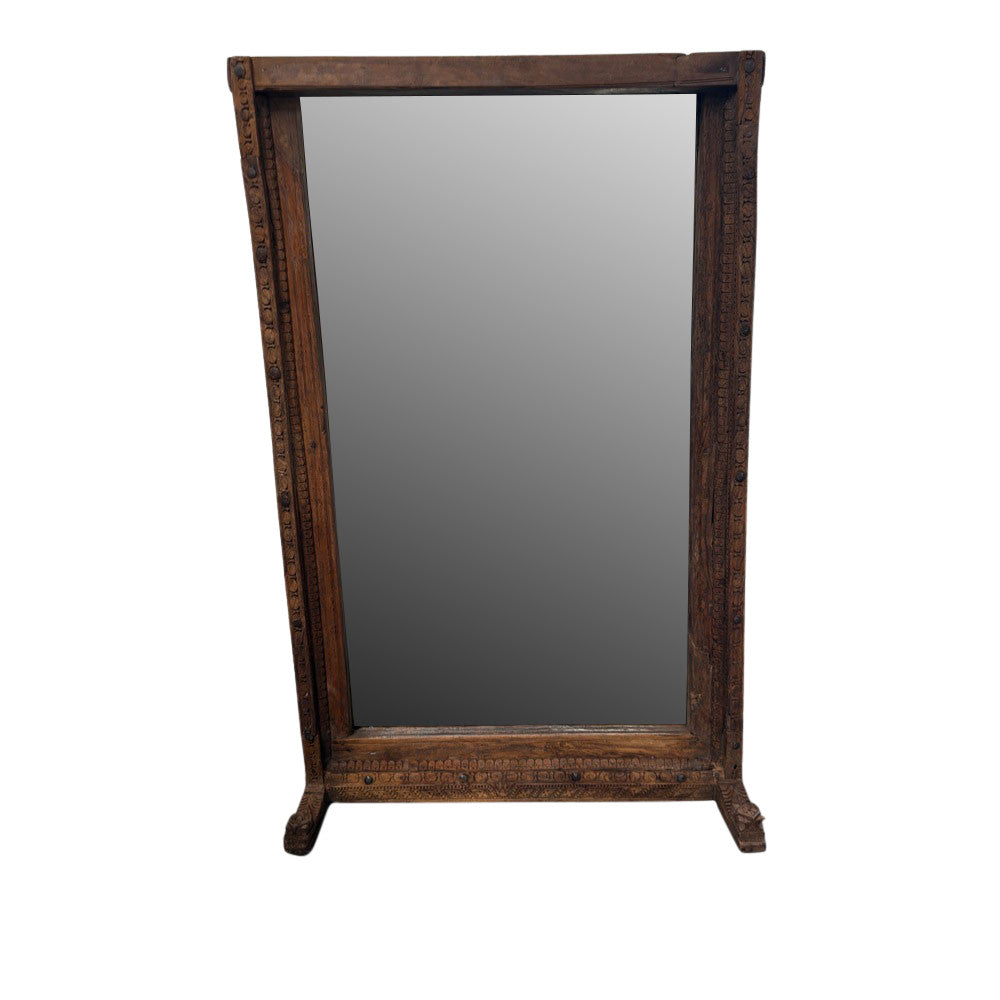 Vintage Carved Wooden Mirror - Berbere Imports