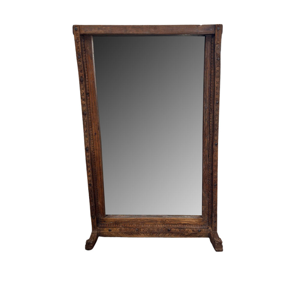 Vintage Carved Wooden Mirror - Berbere Imports