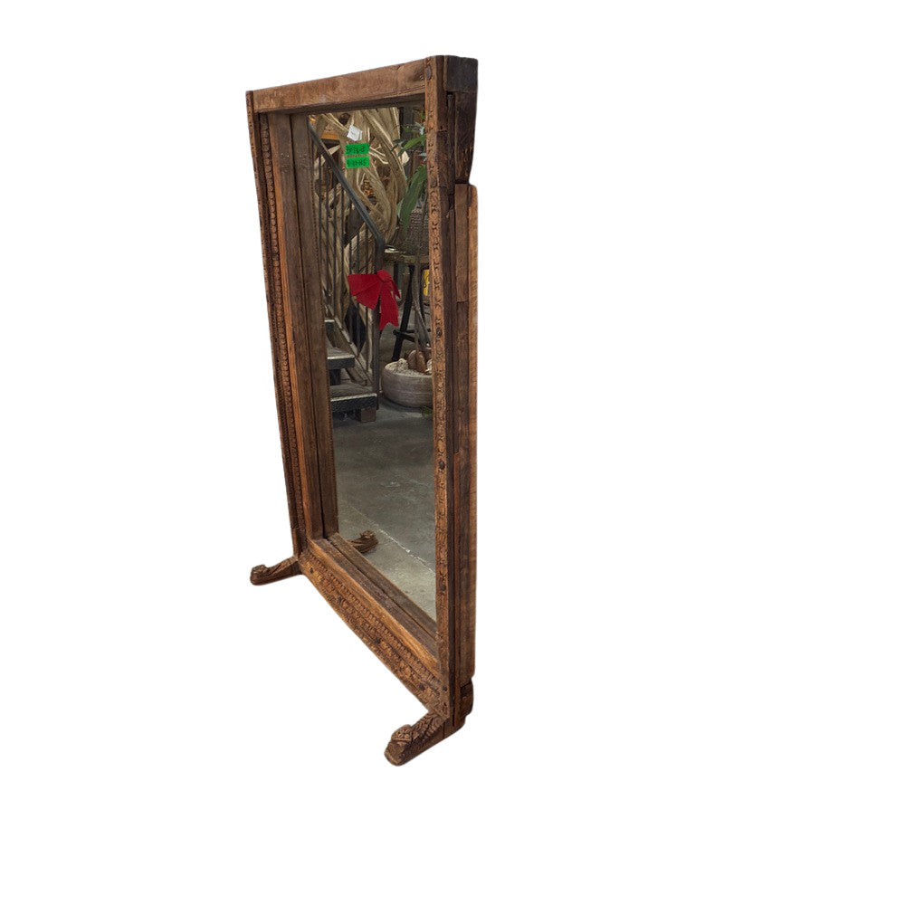 Vintage Carved Wooden Mirror - Berbere Imports