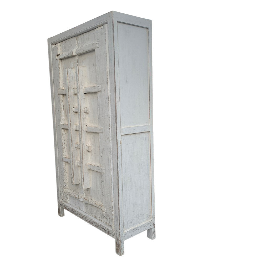 Rustic 2-Door Elm Wood Armoire  - Berbere Imports