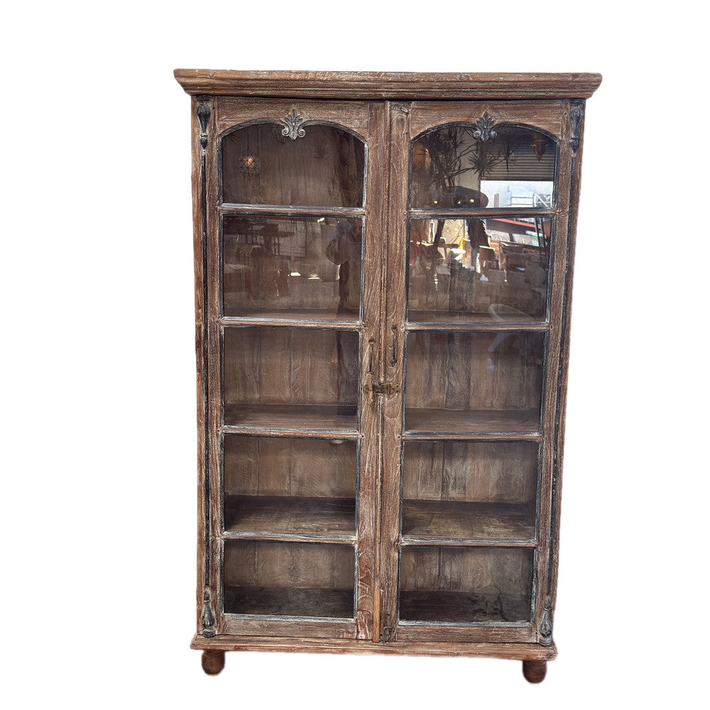 Vintage Indian Cabinet With Glass Doors - Berbere Imports