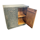2-Door Wooden Distressed Black Cabinet - Berbere Imports