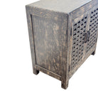 2-Door Wooden Distressed Black Cabinet - Berbere Imports