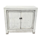 2-Door Wooden Distressed White Cabinet - Berbere Imports