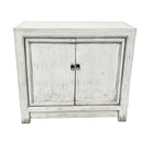 2-Door Wooden Distressed White Cabinet - Berbere Imports