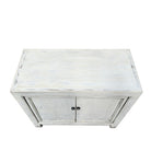 2-Door Wooden Distressed White Cabinet - Berbere Imports