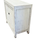 2-Door Wooden Distressed White Cabinet - Berbere Imports
