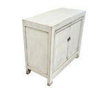 2-Door Wooden Distressed White Cabinet - Berbere Imports