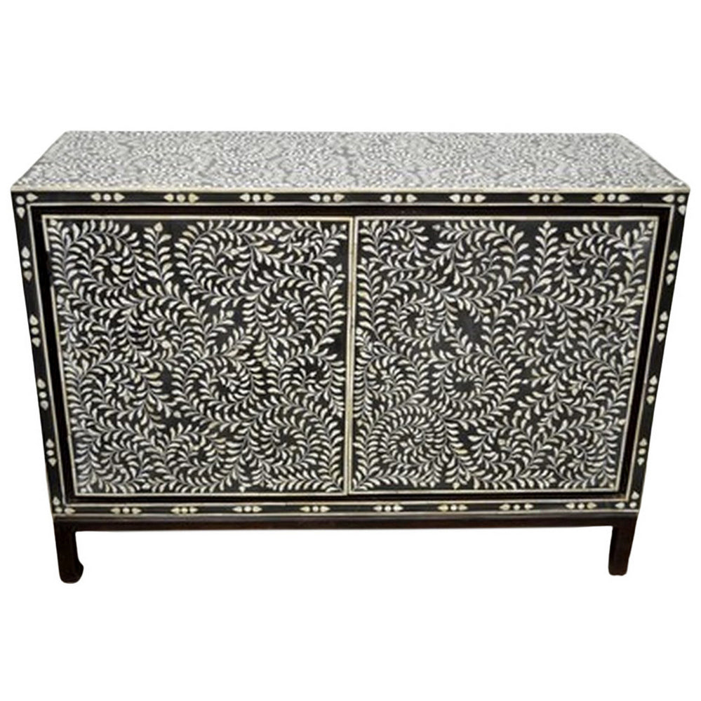 Indian Mother Of Pearl 2-Door Media Cabinet - Berbere Imports