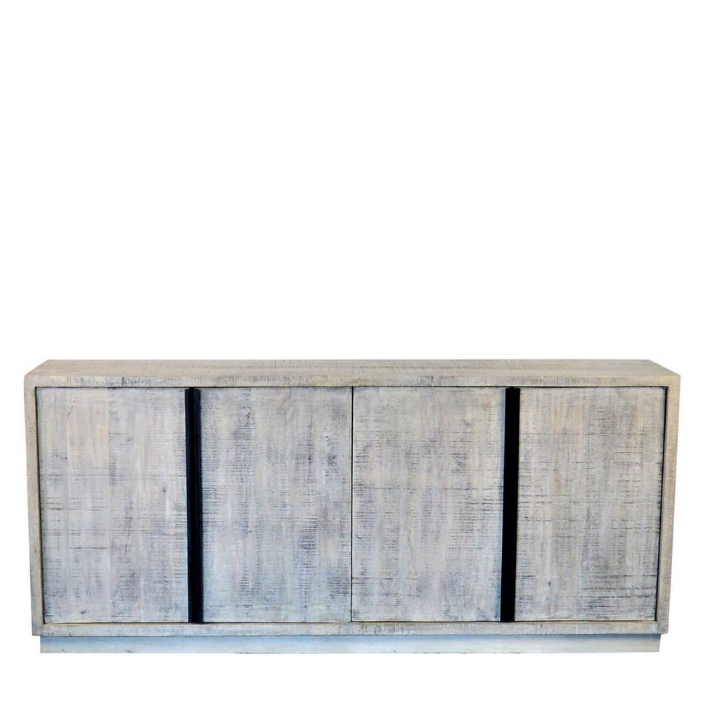 Indian Whitewashed Wooden 4-Door Sideboard - Berbere Imports