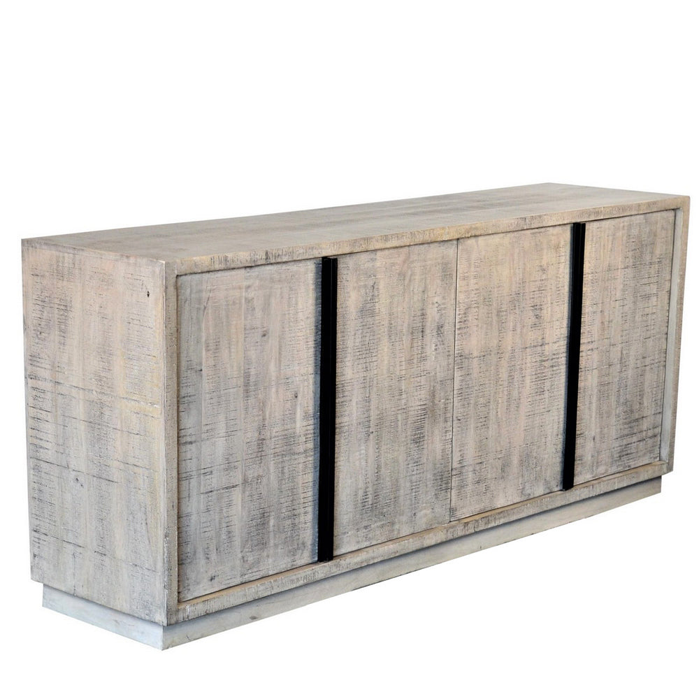 Indian Whitewashed Wooden 4-Door Sideboard - Berbere Imports