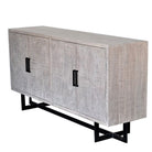 Indian Whitewashed Wooden 4-Door Sideboard With Iron Base - Berbere Imports