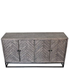 Indian Gray Wooden 4-Door Sideboard With Iron Base - Berbere Imports