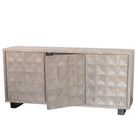 Indian Whitewash Wooden 3-Door Sideboard With Iron Base - Berbere Imports