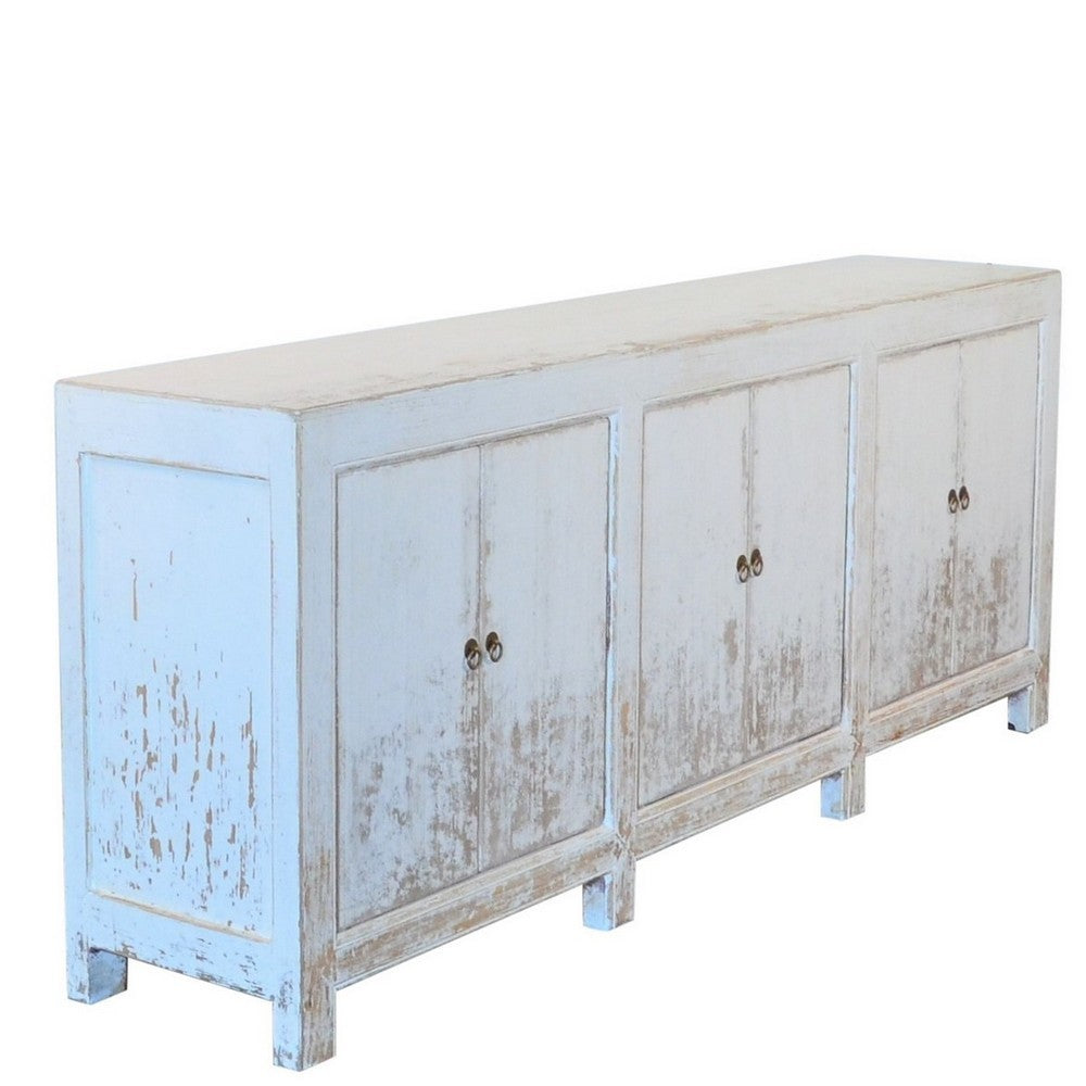 Indian 6-Door Whitewashed Wooden Sideboard - Berbere Imports