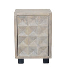 Indian Whitewash Wooden 1-Door Side Cabinet With Iron Base - Berbere Imports