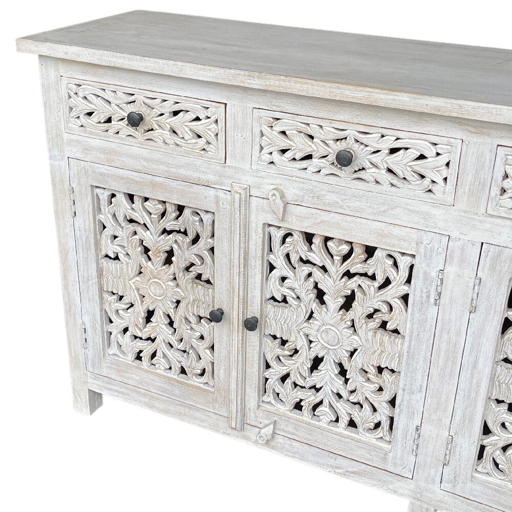 Wood Carved 6-Door Sideboard - Berbere Imports