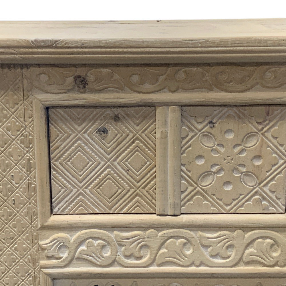 Low Wooden Carved Cabinet - Berbere Imports