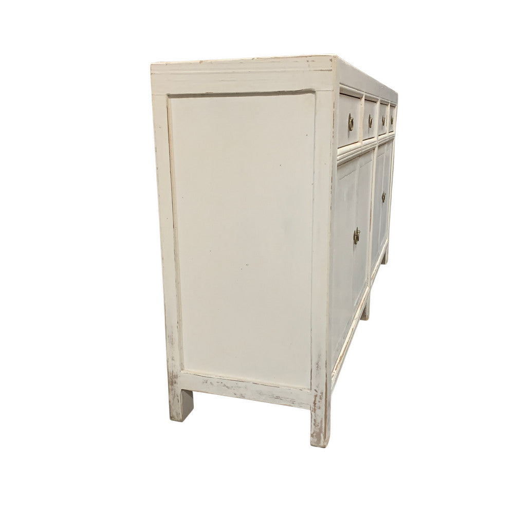 White 4-Door Wooden Cabinet - Berbere Imports