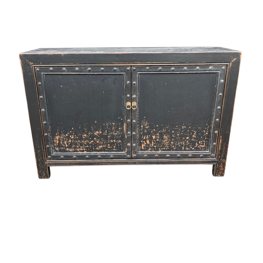 2-Door Wooden Cabinet With Metal Detail - Berbere Imports