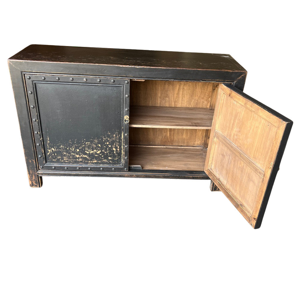 2-Door Wooden Cabinet With Metal Detail - Berbere Imports